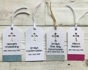 Personalised Gift Tags Favours Baptism birthdays Christening Wedding x10