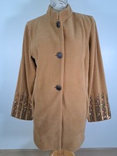 Bob Mackie Vintage Jcket Tan Fleece Wearable Art Sequin Detail Button - Medium