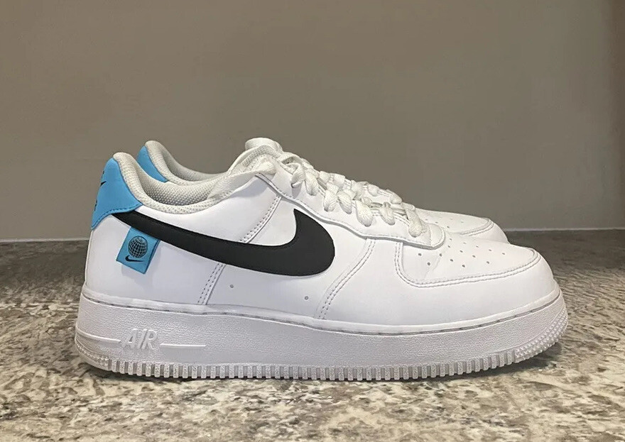 Nike Men's Air Force 1 '07 Worldwide Sneakers White Black Blue