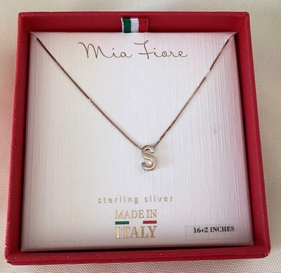 Mia Fiore Italy Sterling  Silver Initial  S  Necklace 16 + 2  #55