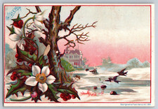 Winter Home Scene Sled Victorian Trade Card - Simon Baking Powder Scranton PA