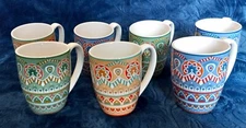 Vancasso Mandala Porcelain 10 Oz. Coffee/Tea Cup Set of 7