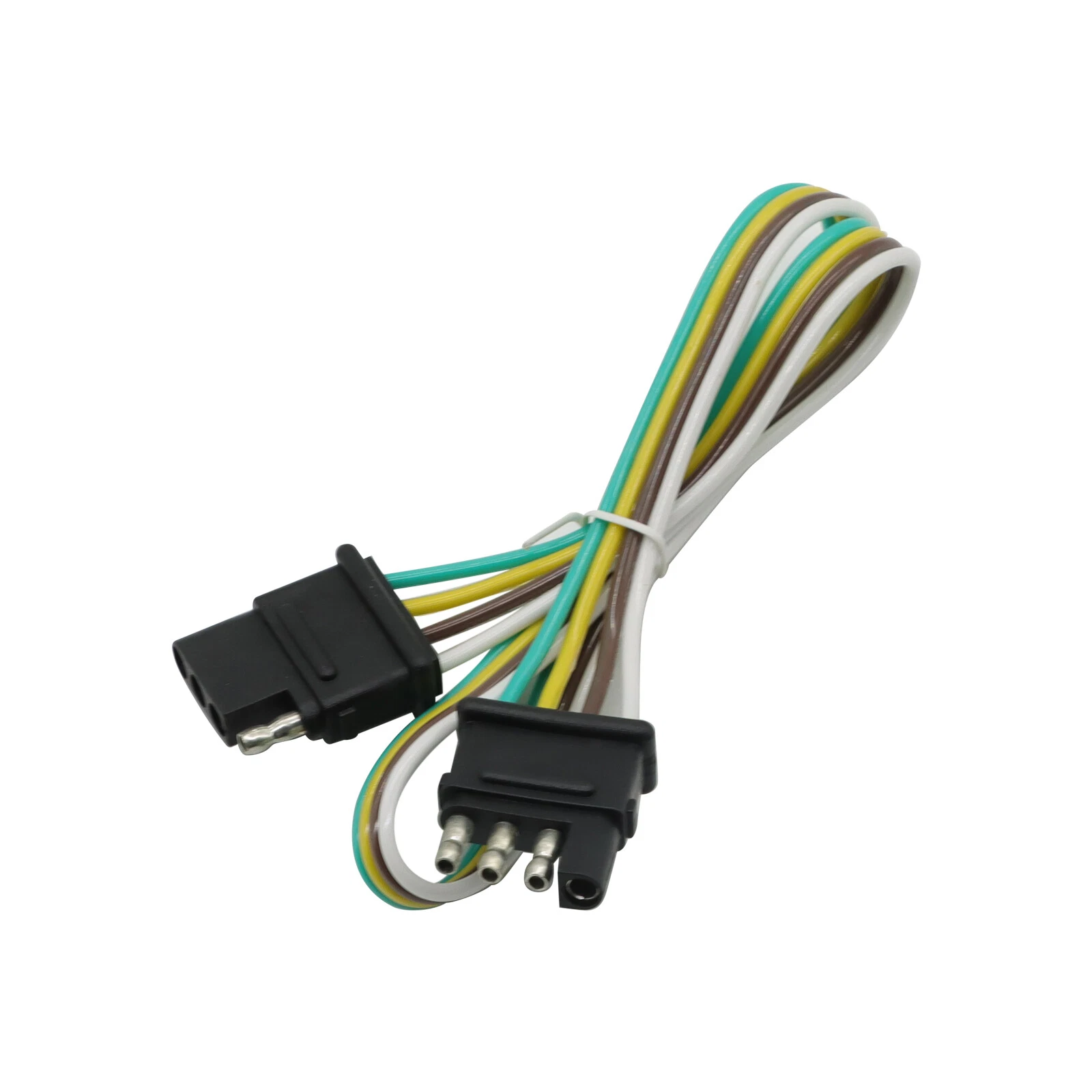 2ft 4-Pin Trailer Light Plug Wiring Harness Extension 18 AWG Flat Wire Connector