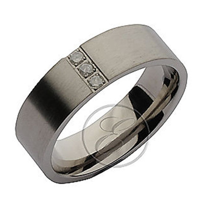 Titan Ring flach Hof gebürstet / matt veredelt Diamant Hochzeit 7 mm Band