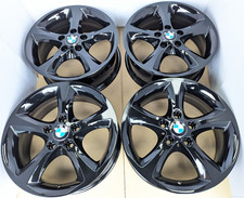 4x GENUINE BLACK BMW 1 2 SERIES E81 E82 E87 E88 F20 F21 E46 17" ALLOY WHEELS