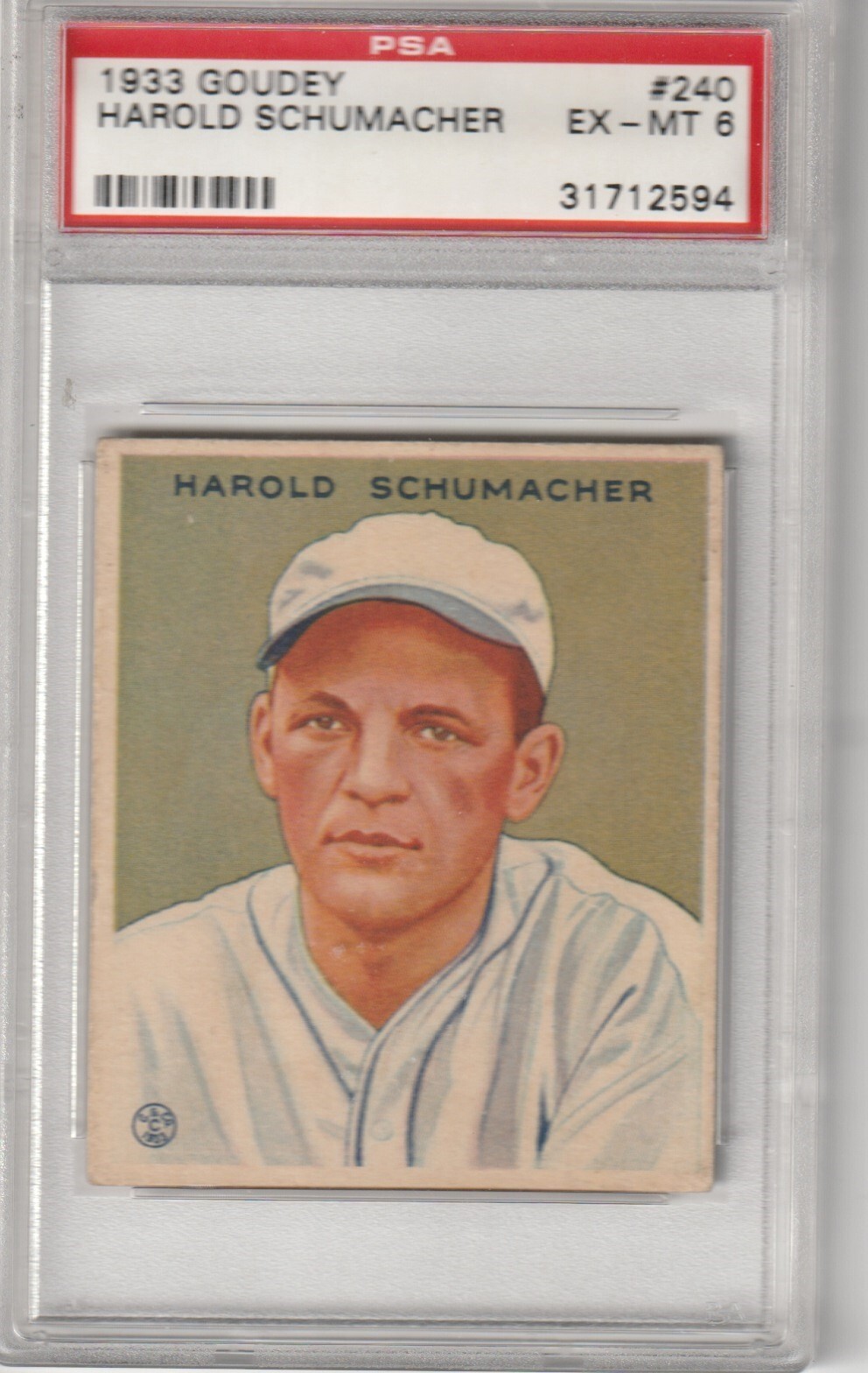 1933 Goudey Harold Schumacher #240, PSA EX-MT 6