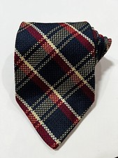 Tommy Hilfiger USA Made 100% Italian Silk 59” Neck Tie Red Blue Plaid Nice!