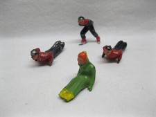Barclay Lead Toy People Ice Skaters Sled Sledding Figures Vtg Old Antique