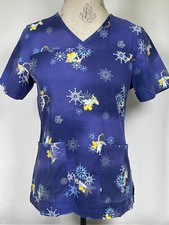 Disney Tinkerbell Purple V-Neck Scrub Top Women's SMALL