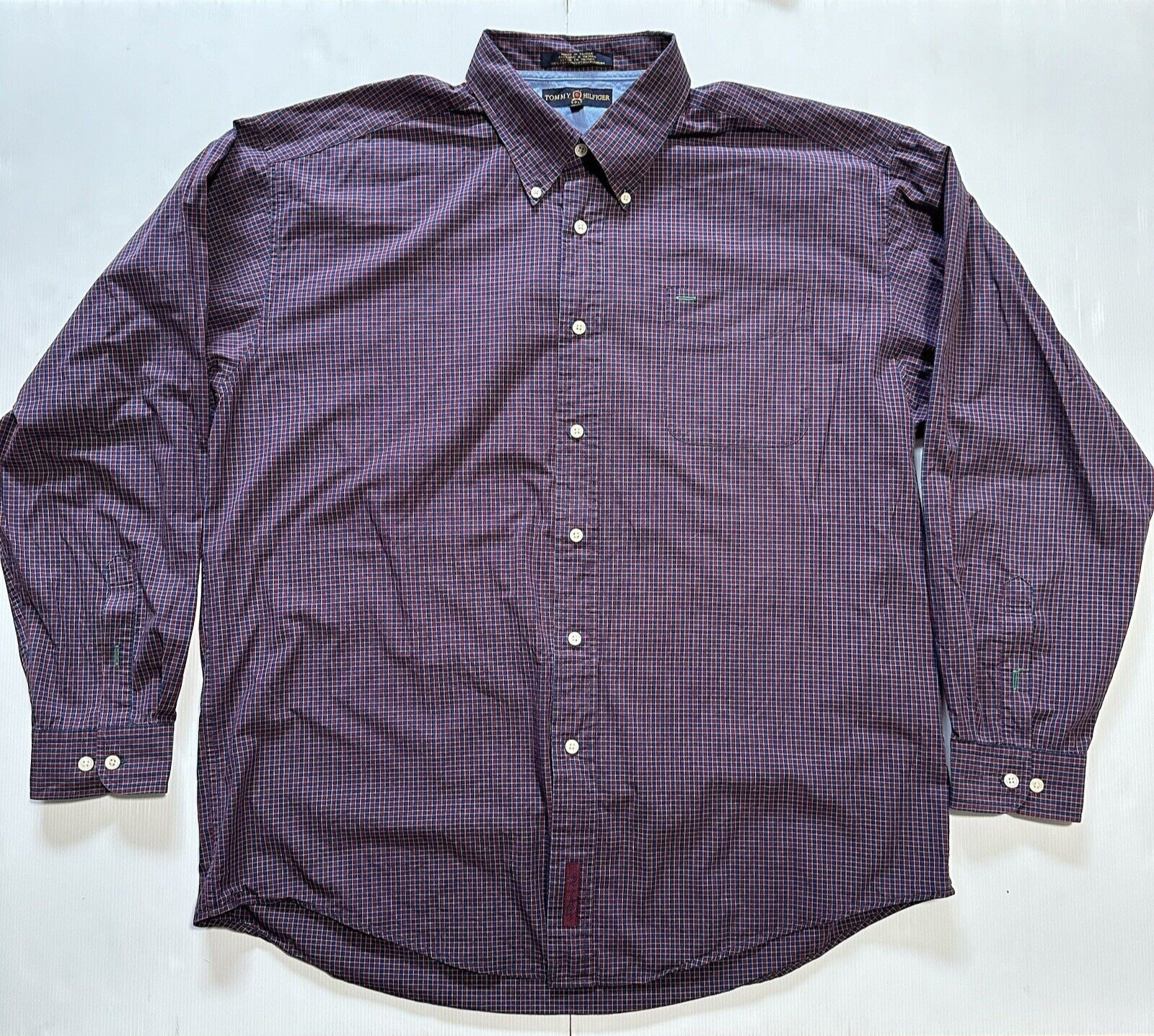 Tommy Hilfiger Men’s Button Down Shirt Long Sleeve Check Golf Size XL