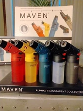 🚬💨Maven Alpha Torch "Single" Lighter (Transparent Collection) Refillable