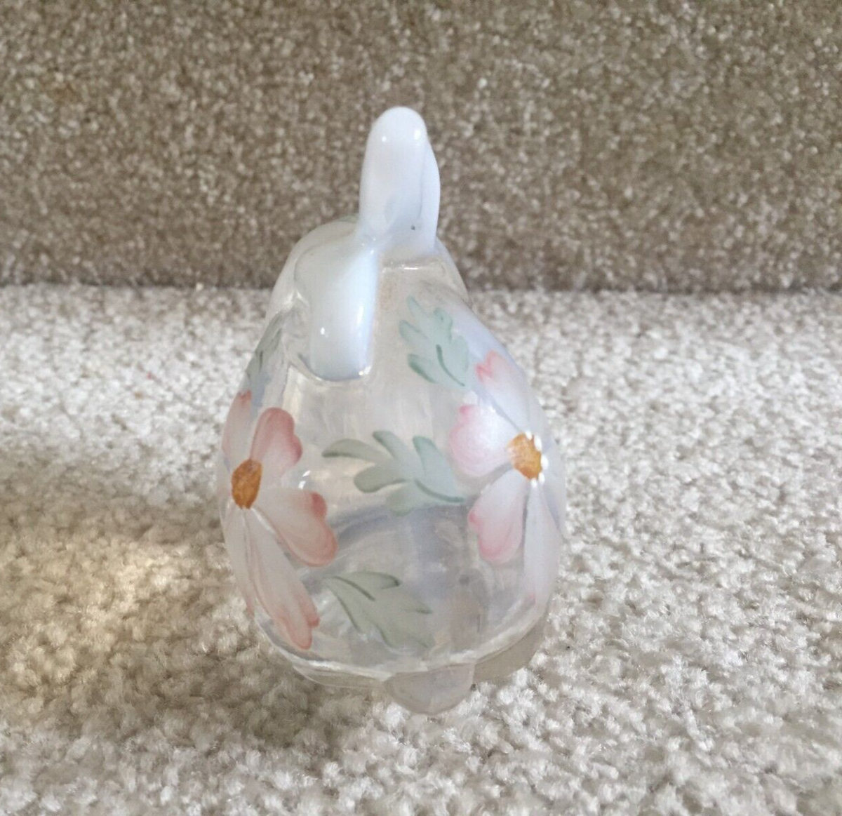 フェントン ハンドメイド ガラスうさぎ Fenton Art Glass Opalescent Rabbit Bunny with Flowers Signed