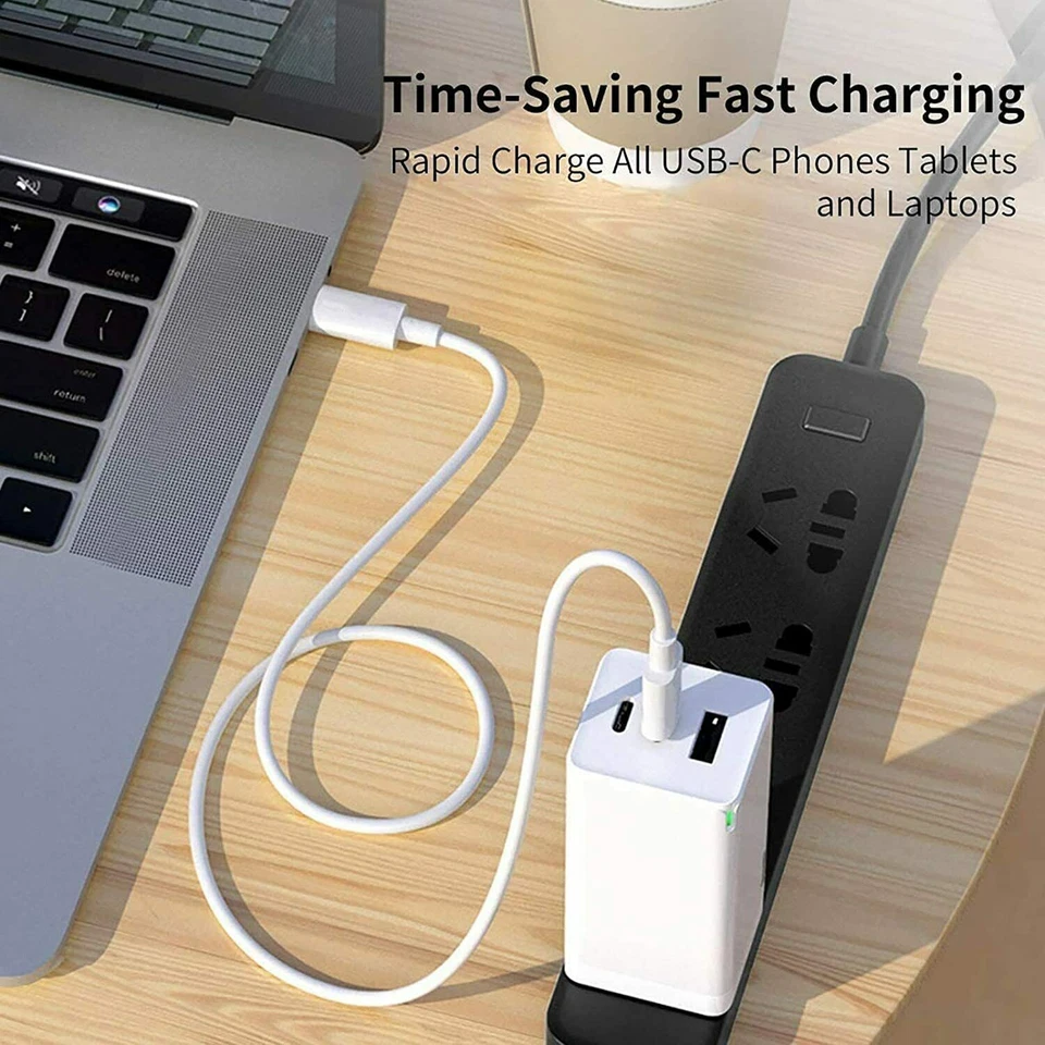 Cable Cargador Rápido Doble USB-C Tipo-C 40W Para iPhone 15 Pro Max Plus iPad Android Foto 4 de 4