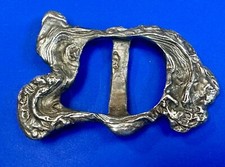 Brutalist Abstract Statement Center Bar Silver Color Hippy Rare Art Belt Buckle