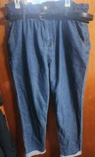 New Forever 21 + Cuffed  Jeans Elastic Waistband SIZE 14 NWT