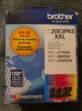 Brother LC20E3PKS XXL Super High-Yield 3-Pack Ink Cartridges C/Y/M Exp. 01/2024
