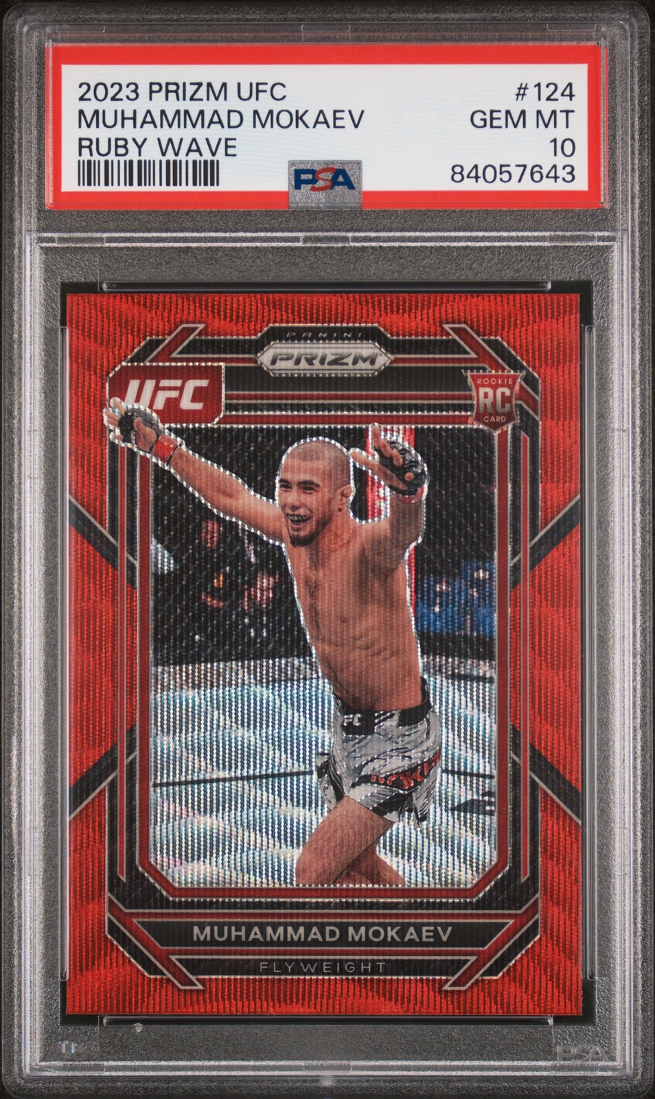 2023 PANINI PRIZM UFC RUBY WAVE #124 MUHAMMAD MOKAEV PSA 10