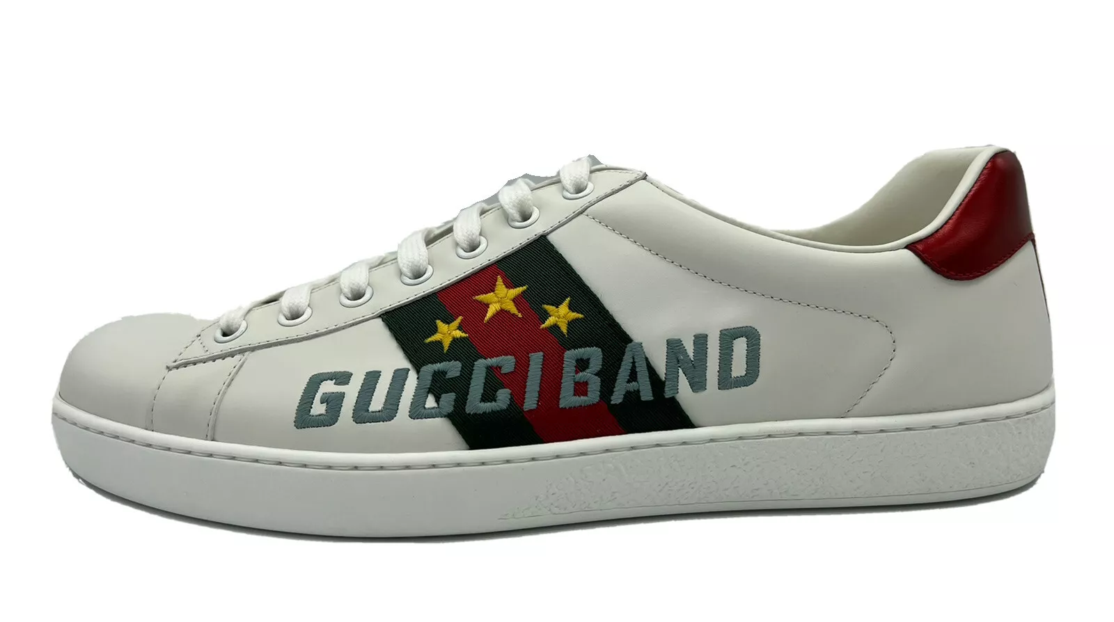Baskets Gucci en cuir blanc Gucci Band taille US 10, fabriquées en Italie