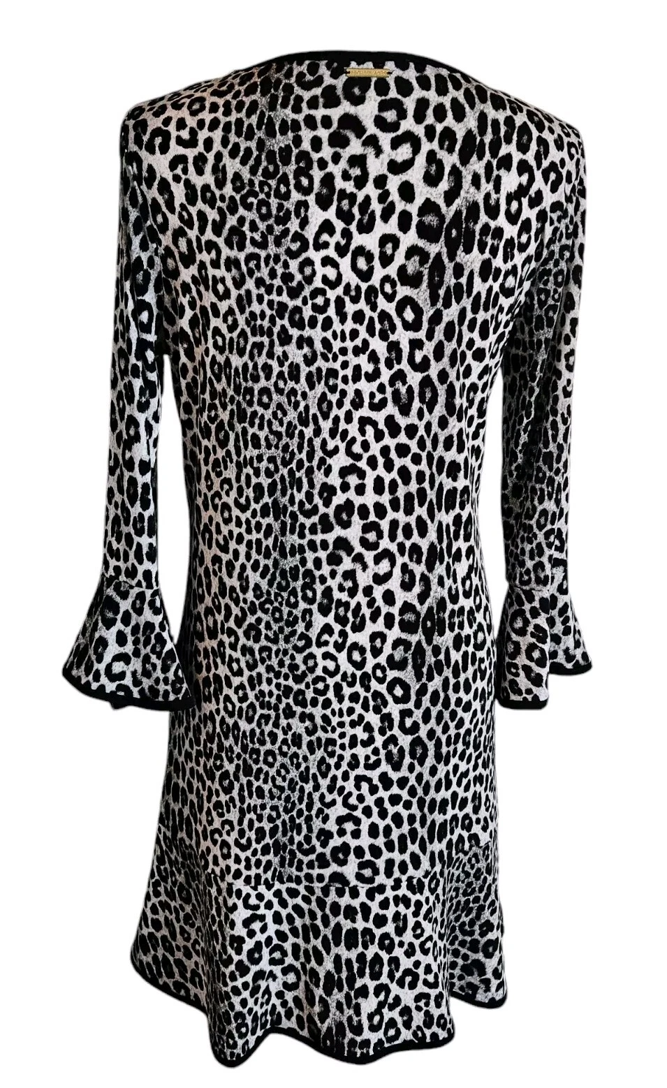 Abito Michael Michael Kors stampa leopardata animalier taglia media manica a campana orlo con volant
