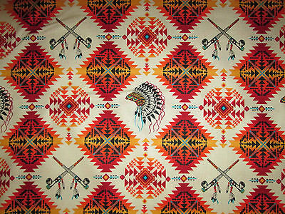 Navajo Native American Headdress Peace Pipe Terracotta Gold Cotton Fabric  BTHY 648676204386 | eBay
