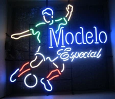 Modelo Especial Soccer Player Cerveza Beer 20"x16" Neon Light Sign Lamp Bar Open
