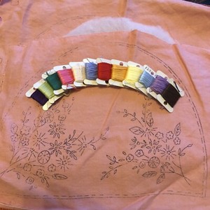 Vintage Tea Cosy Transfer Printed Vintage Linen To Embroider Threads x12 Clean