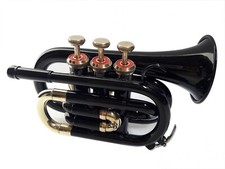 MINI POCKET TRUMPET POCKET MADE OF PURE BRASS NICKEL PLATED FREE CASE