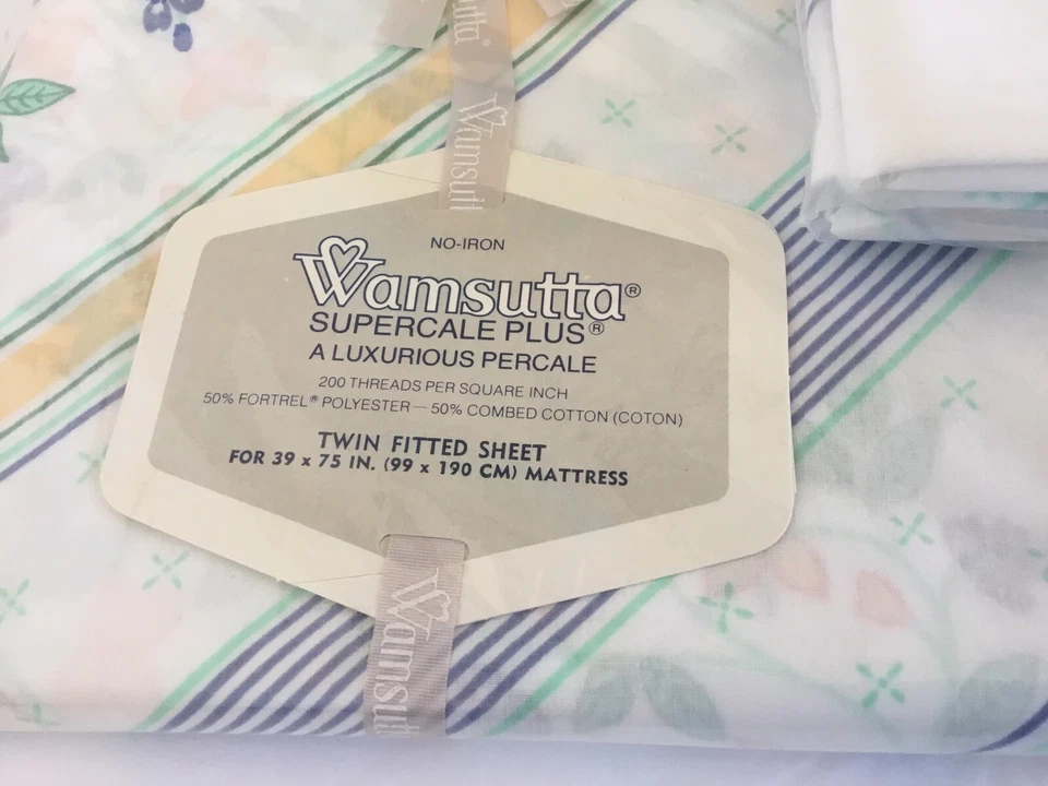 Wamsutta TWIN Sheet Set VICTORIA Supercale Plus Stripe Floral NEW Sealed Vintage - Image 2 of 4