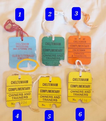 1 x CHELTENHAM RACES CLUB Karton Direktzugang Etikett/Abzeichen ~ Pls staatliche Wahl 1-6
