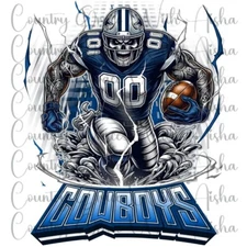 Sublimation Transfer Cowboys Skull Football Ready To Press Heat Transfer