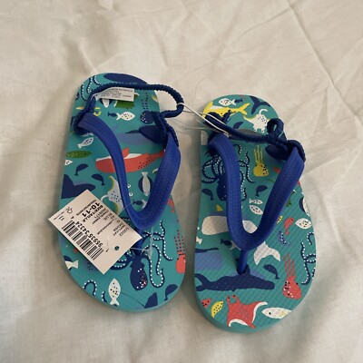 The Childrens Place Toddler 10-11 Boys Back Strap Flip Flop Blue Sandals |  eBay