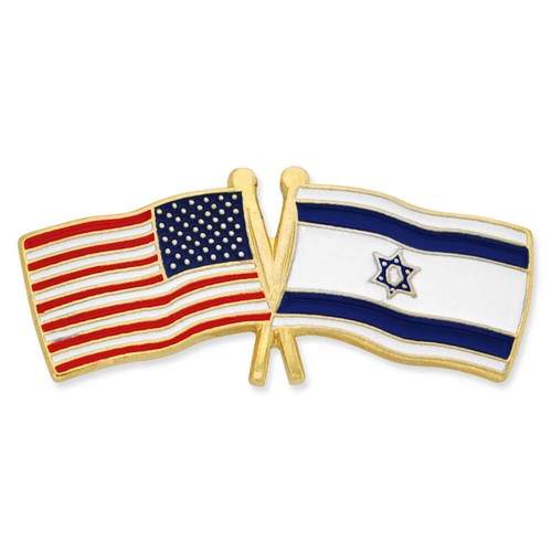 PinMart's USA and Israel Crossed Friendship Flag Enamel Lapel Pin