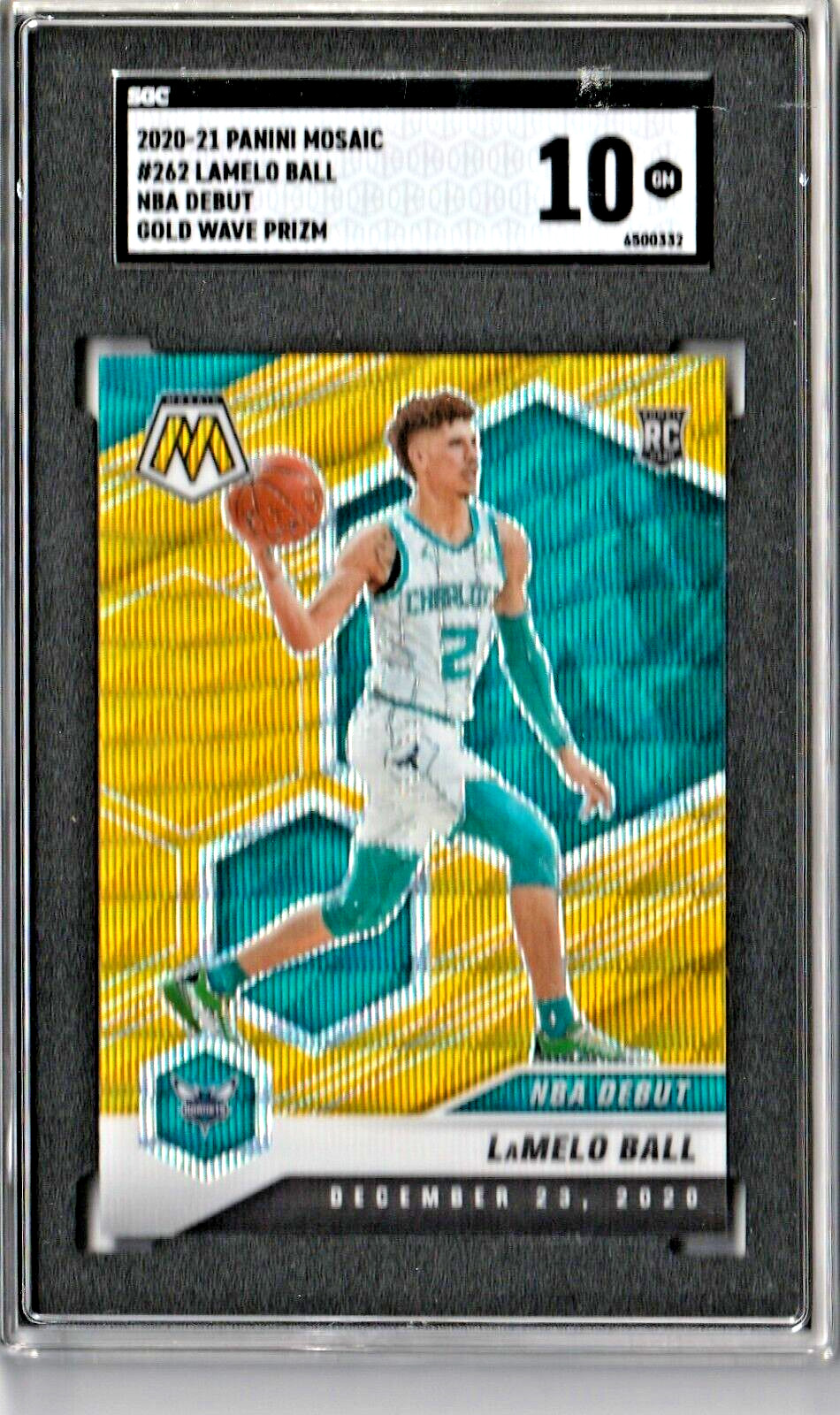 2020 Panini Mosaic Lamelo Ball NBA Debut Gold Wave Prizm -  Rookie  card  SGC 10