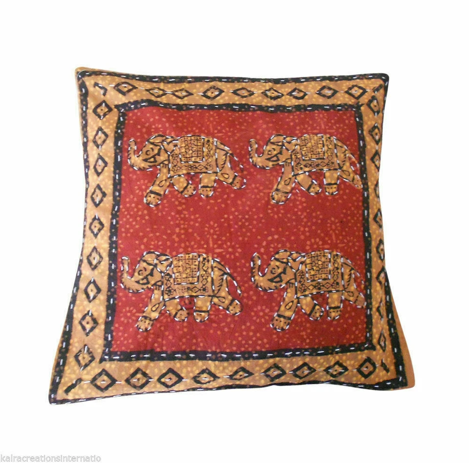 Cushion Cover 2 pcs Handmade Indian Animal Block Print Throw Pillow Case 16" - Image 2 of 4