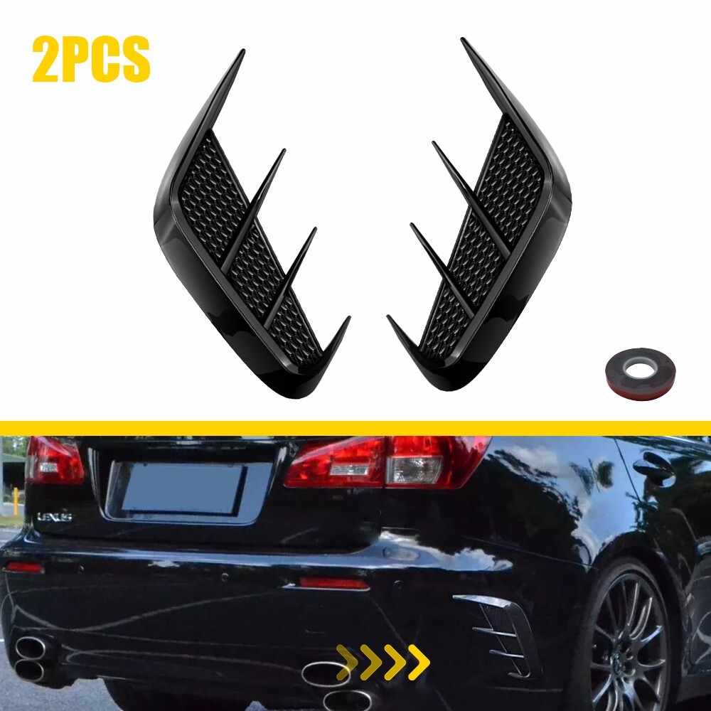 Rear Bumper Sport Side Wing Member Vent Cover Trim Car Accessories Glossy Black