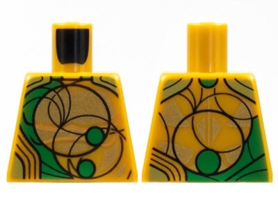 LEGO 973pb4524 Torso Rüstung, grüne und goldene Kreise, schwarze Kurven Muster