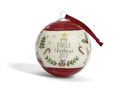 🎄 Mamas and Papas GIRLS BOYS RED MY FIRST 1st CHRISTMAS XMAS 2017 BAUBLE NEW 🎄