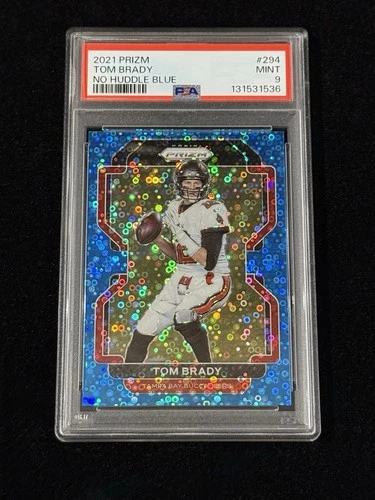 Tom Brady 2021 Panini Prizm #294 No Huddle Blue Prizm #’d/79 PSA 9 MINT