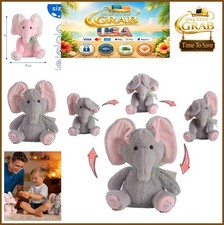 Interactive Elephant Plush Toy Singing Talking Flapping Ears Peek A Boo Gray