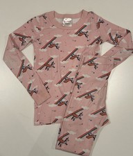 Hanna Andersson Cotton Long Johns Pajama Set Girls size 130 US8 Pink Unicorn