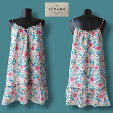 SEZANE Sido Dress Cami Mini Sleeveless Ruffle Floral Print Silk Blend Size 38/S