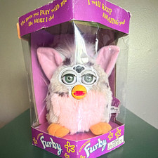 Tiger Furby Electronic Interactive Toy 1998 White/Pink/Gray w/ Box