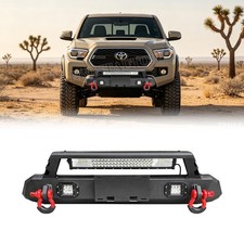 Stubby Steel Front Bumper W Led Light Bar For Toyota Tacoma 2016-2023 3rd Gen Stubby Steel Front Bumper W Led Light Bar For Toyota Tacoma 2016-2023 3rd Gen