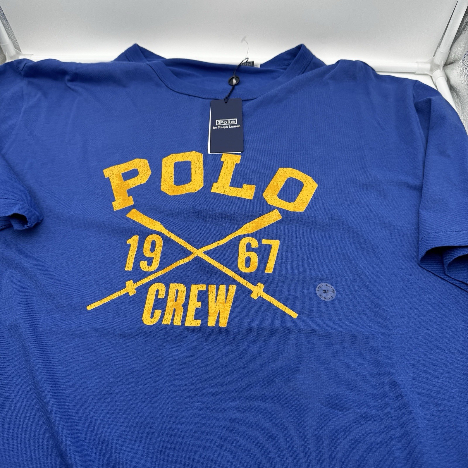 FILA Polo Ralph Lauren canottaggio girocollo maglia maglietta uomo 2XLT vestibilità classica blu grafica