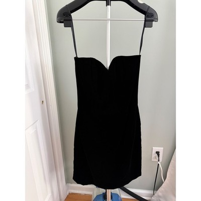 Victor Costa Vintage Black Velvet Sweetheart Mini Cocktail Dress Size 8 Luxury