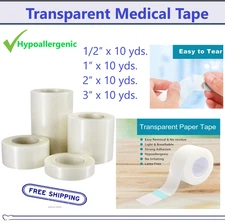 Transparent Medical Tape 2" x 10yd Surgical Tape Waterproof Secures Dressings