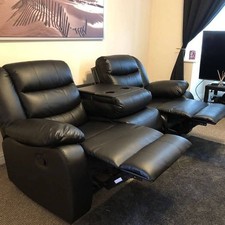 Big Sale - Roma Plus | 3 Seater Recliner In Black| Wireless Charger | Cupholders