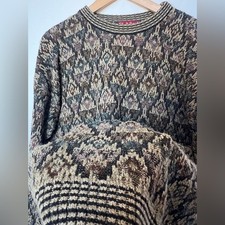 Vintage J.S.A. Bank Sportswear Knit Sweater ILGWU Made in USA XL 1980s Chest 46"