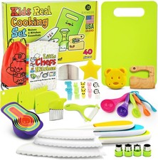 40-Pcs Kids Knife Set for Real Cooking, Toddler Cooking Set Montessori with R...