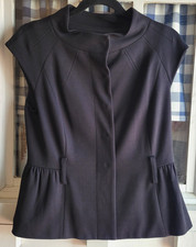 Kenneth Cole New York Women's Black Sleeveless Snap Front Mock Neck Vest Size 4